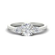 Round Cut Pear 3 Stone Cathedral Ring